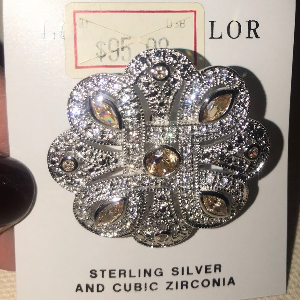 STUNNING NEW Lord and Taylor Sterling and CZ Pin